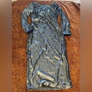 Calvin Klein Black Sequin Long Sleeve Dress